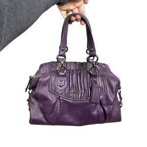 COACH SATCHEL F19452 ASHLEY GATHERED PLUM LEATHER BAG PURSE $398 authentic